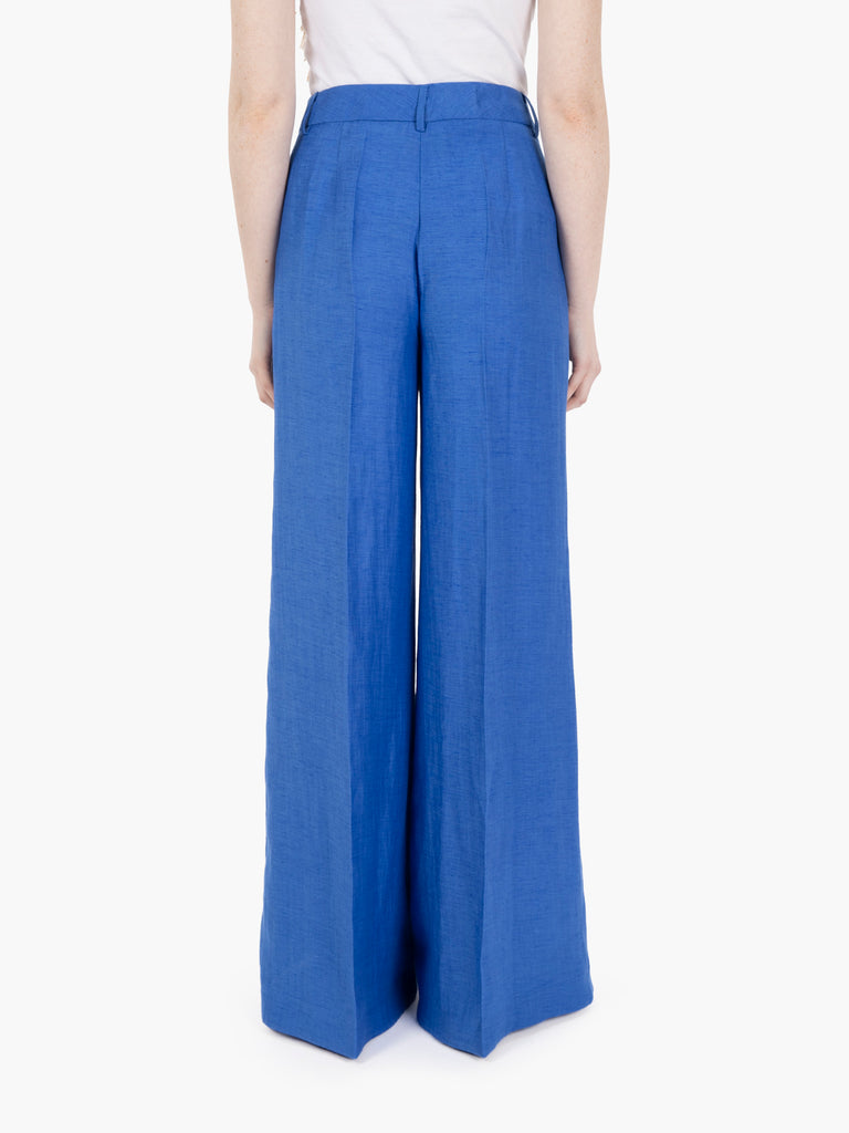 KAOS - Pantaloni in misto lino bluette