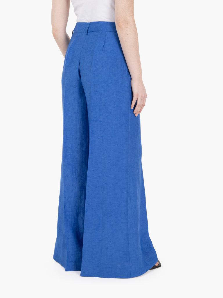 KAOS - Pantaloni in misto lino bluette