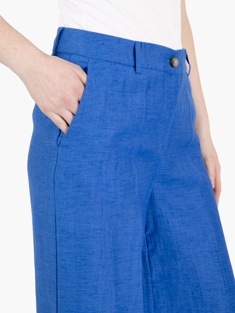 KAOS - Pantaloni in misto lino bluette