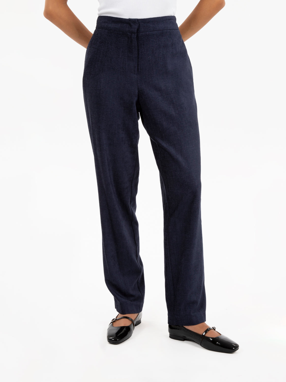 Pantaloni in velluto skinny blu notte