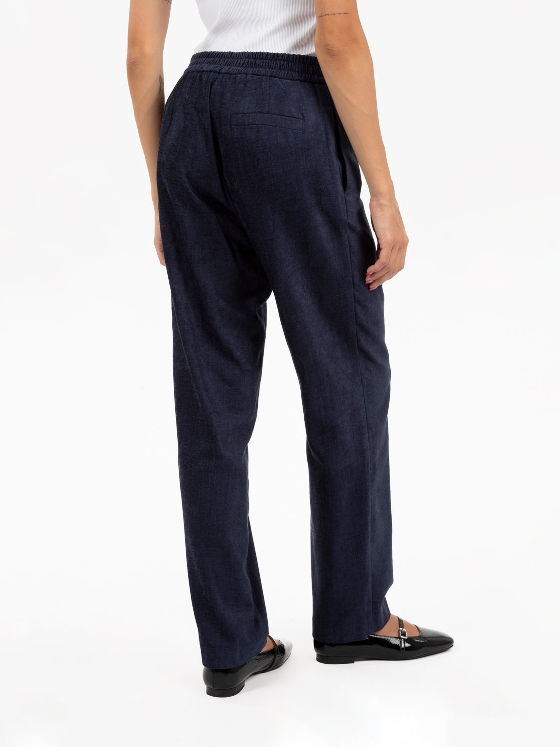 Pantaloni in velluto skinny blu notte