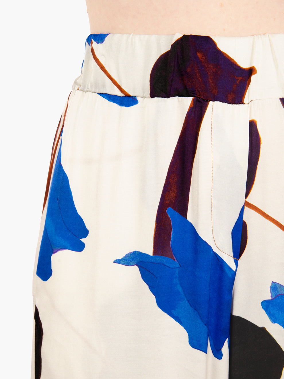 Cream / multicolor viscose trousers