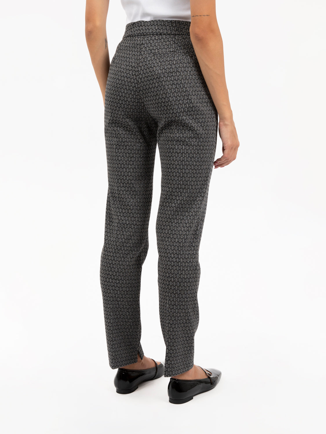Pantaloni motivo geometrico nero / grigio