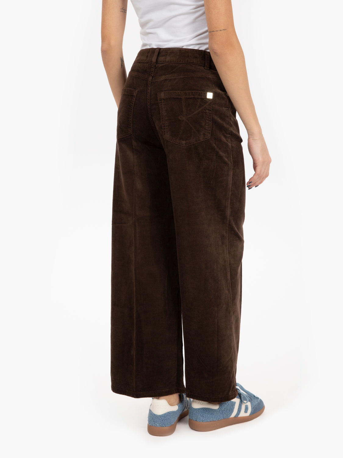 Pantaloni Norma crop in velluto a coste testa di moro