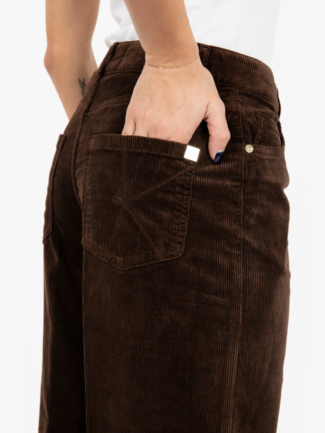 Pantaloni Norma crop in velluto a coste testa di moro