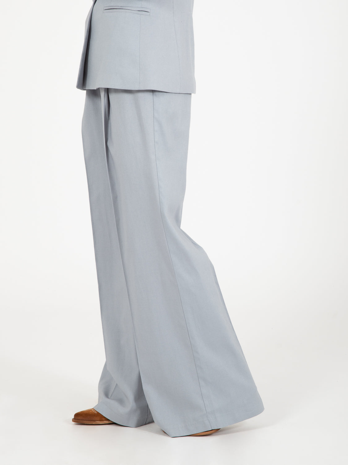 Pantaloni palazzo misto viscosa polvere