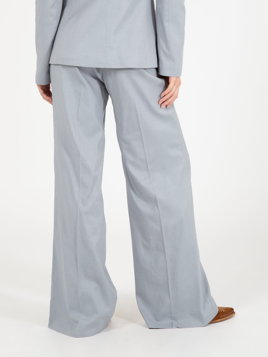 Pantaloni palazzo misto viscosa polvere