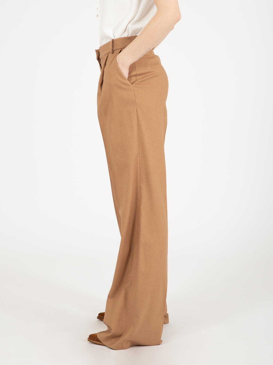 Sand viscose blend palazzo pants