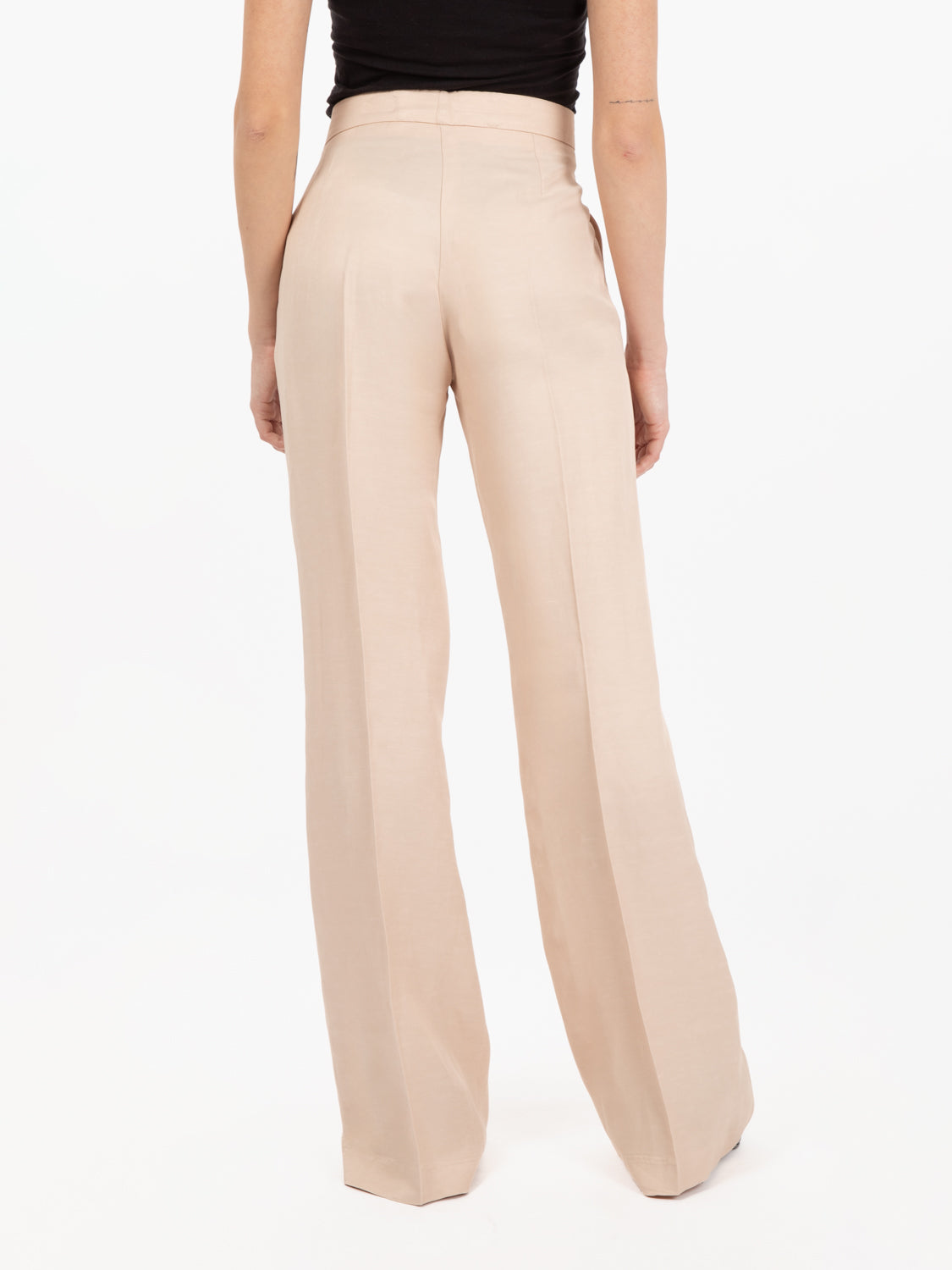 Pantaloni wide beige nude