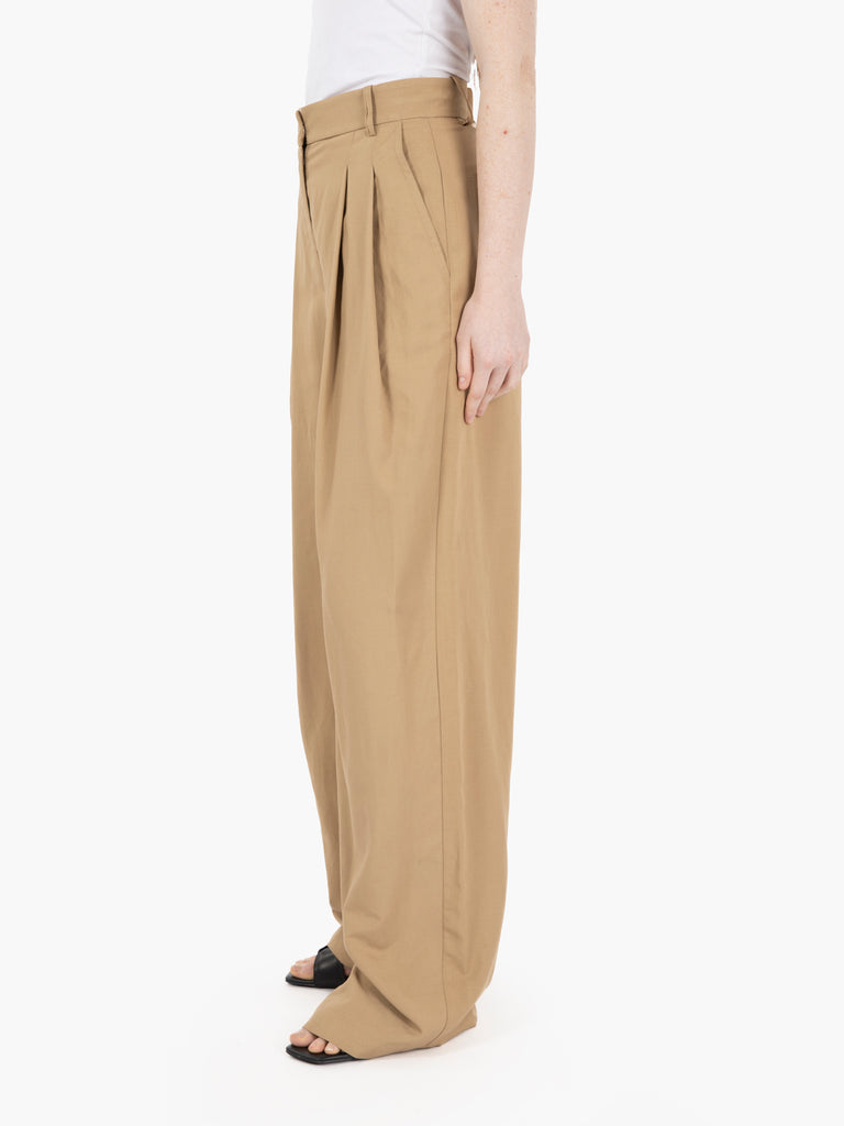 KAOS - Pantaloni wide viscosa e lino beige