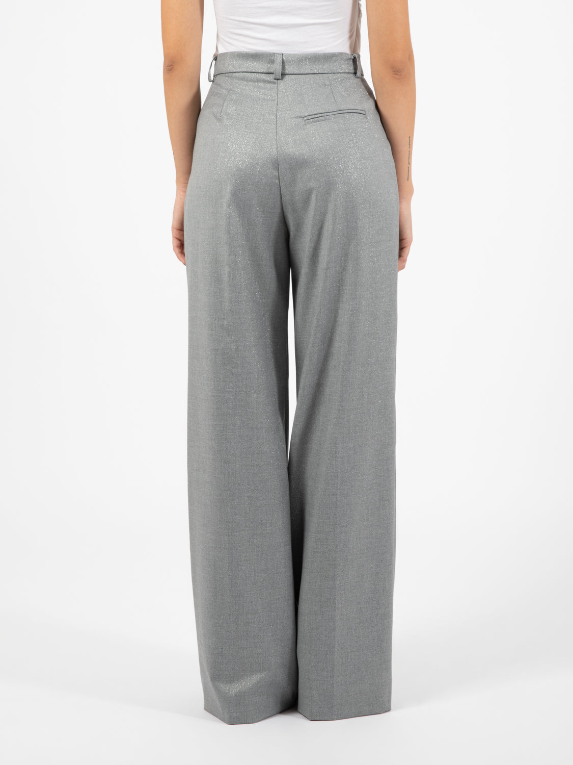 Pantapalazzo con trama lurex grigio