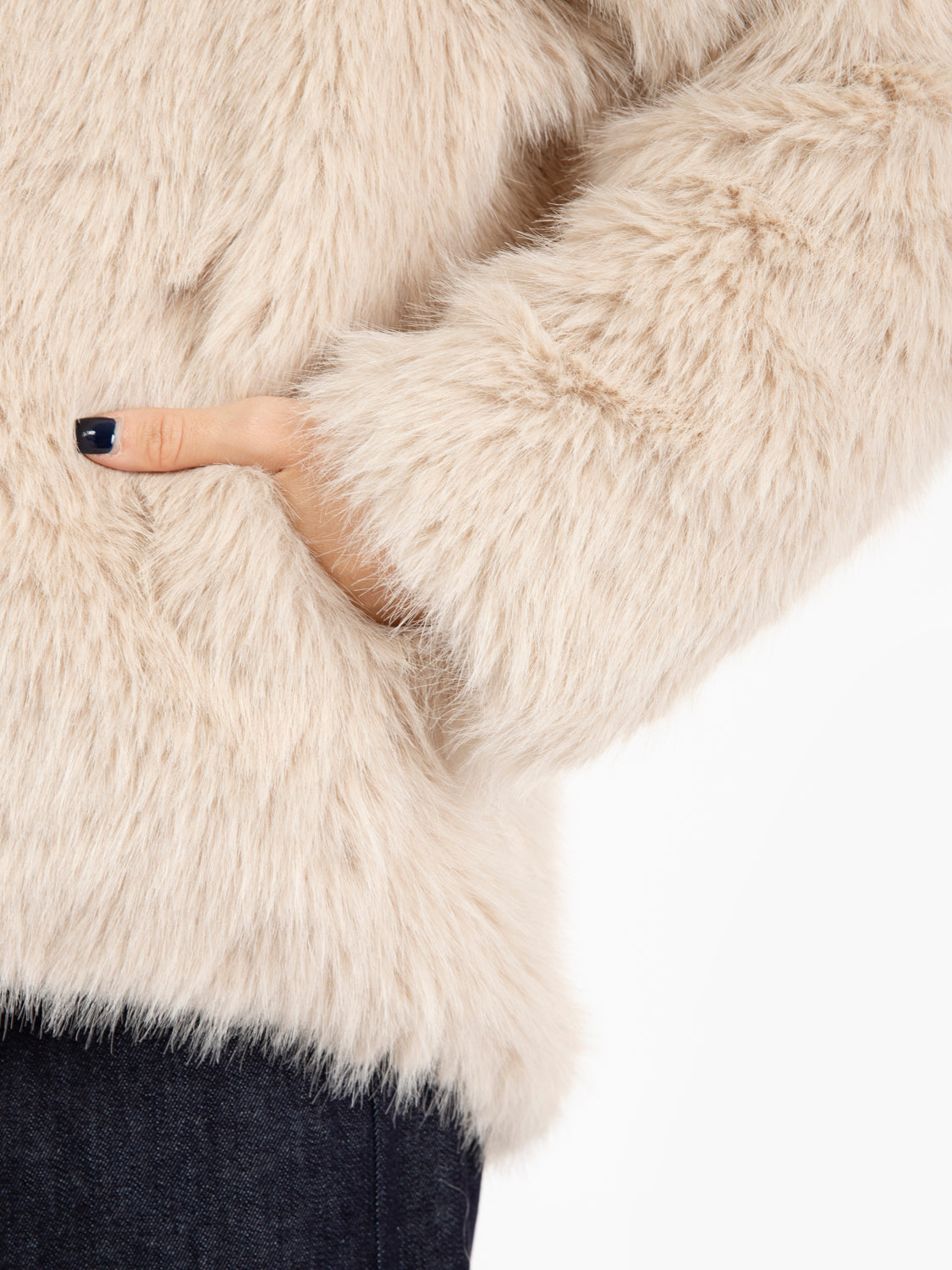 Pelliccia con cappuccio Kasha beige
