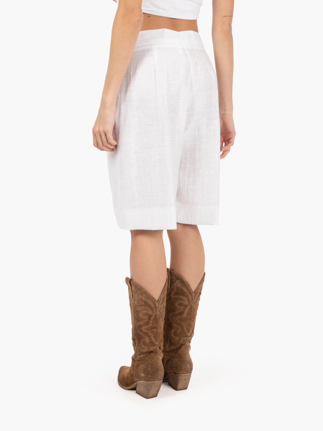 Shorts in misto lino bianco