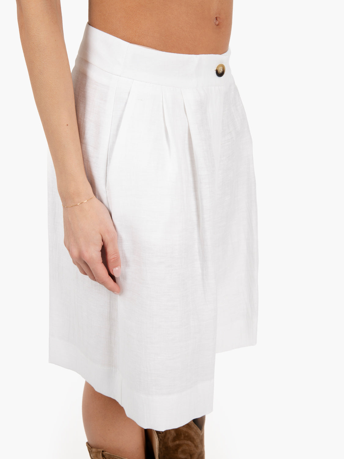 Shorts in misto lino bianco