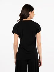 KAOS - T-shirt drappeggio laterale nero