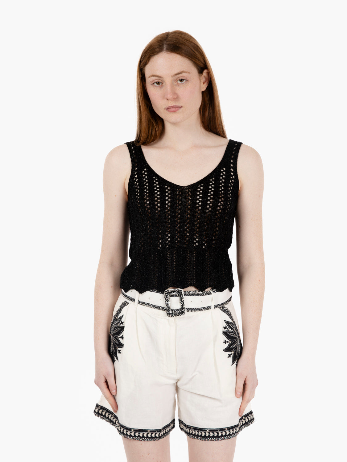 Black perforated tank top