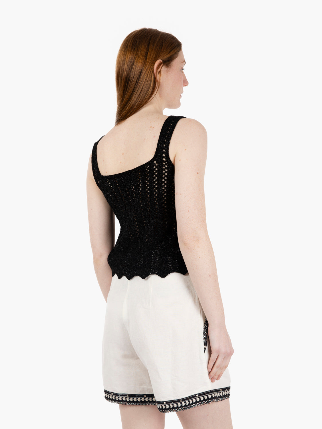 Black perforated tank top