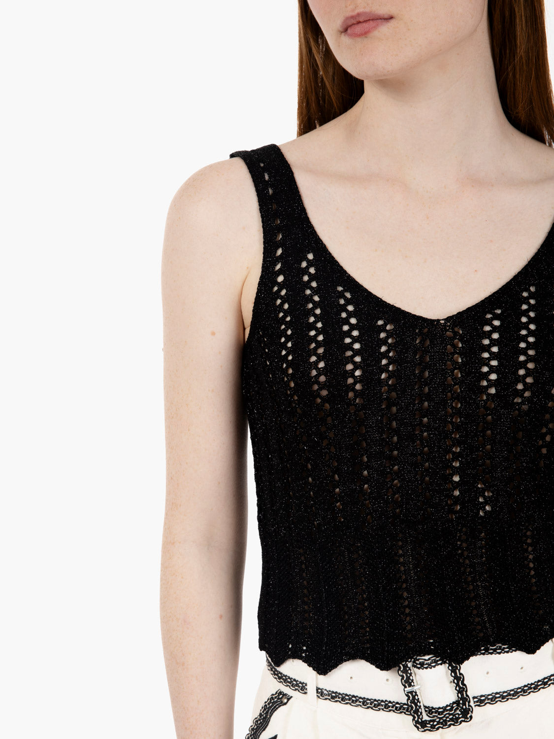 Black perforated tank top