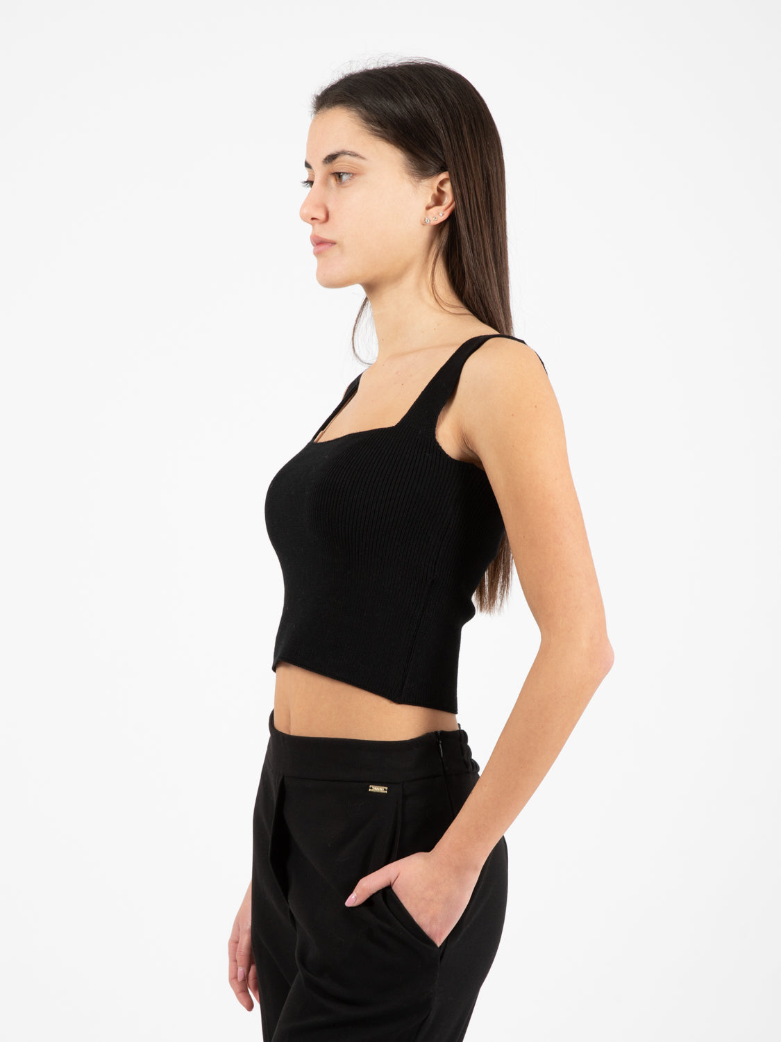 Top nero in maglia nero