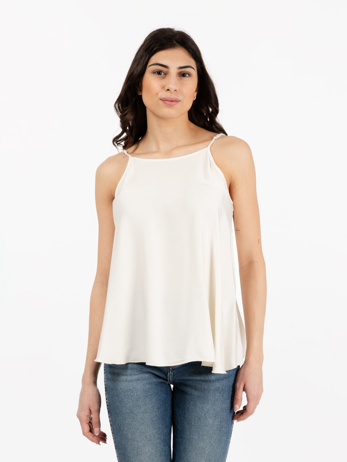 Top viscosa effetto satin antique beige