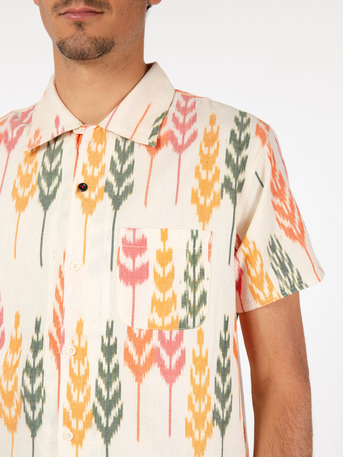 Camicia Chintan ikat off white / multicolor