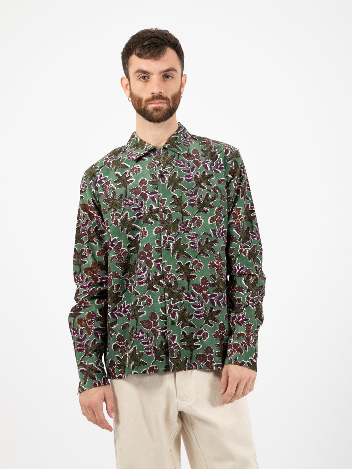Chintan ls green/purple shirt