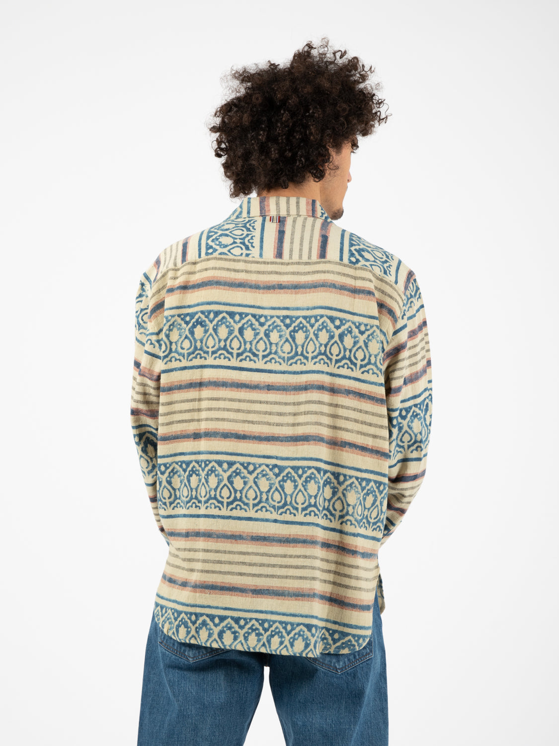 Ronen Ls Shirt Beige / Blue