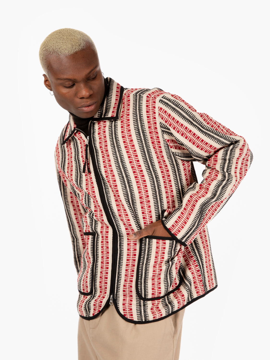 Navajo Zip Jacket Ivory/Red/Black