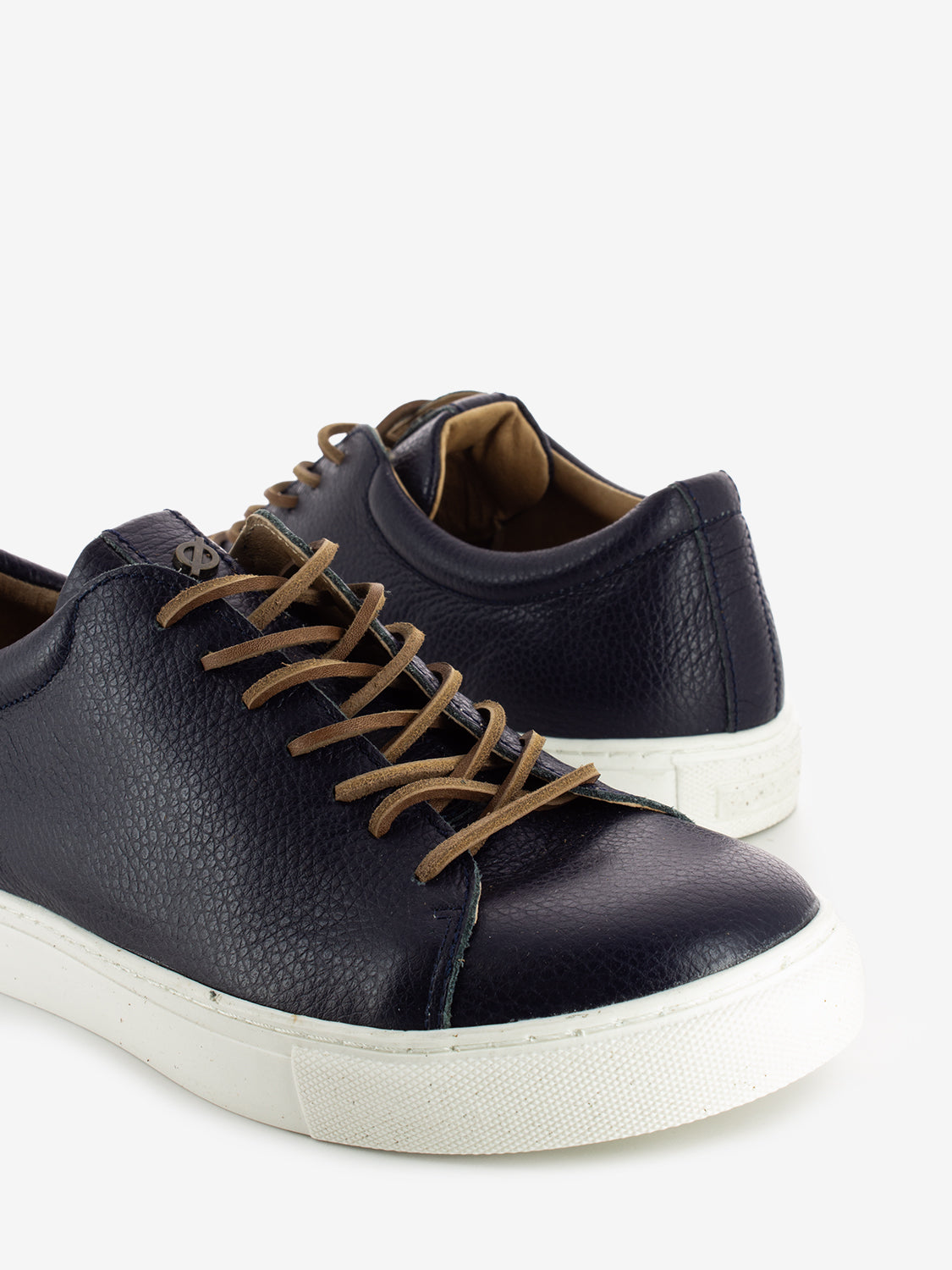 Blue leather sneakers