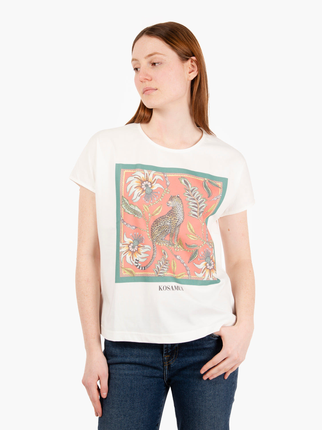 Amidst over fit cream / multicolor t-shirt