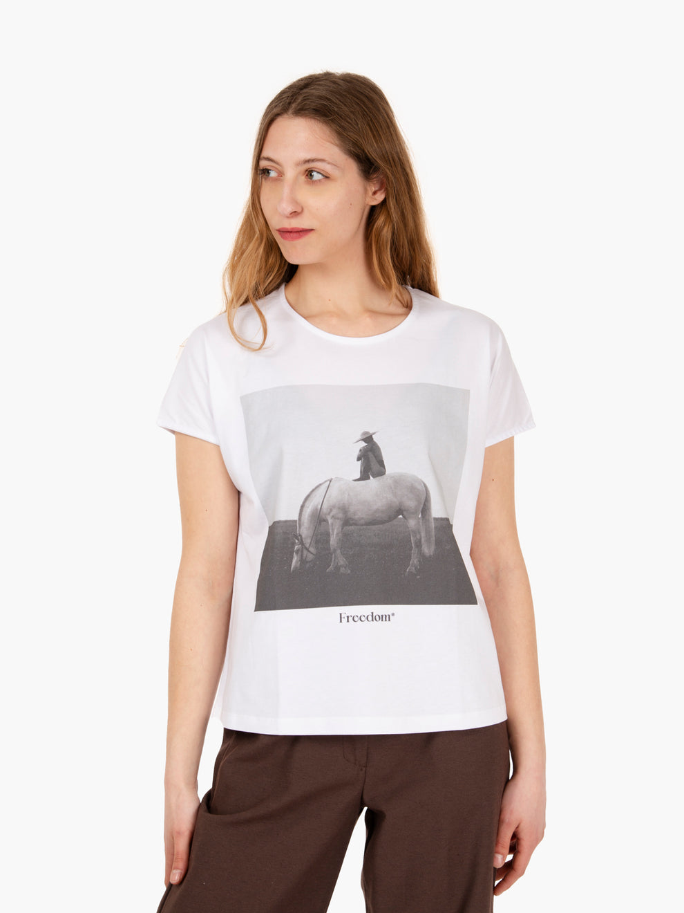 Freedom over fit white / multicolor t-shirt