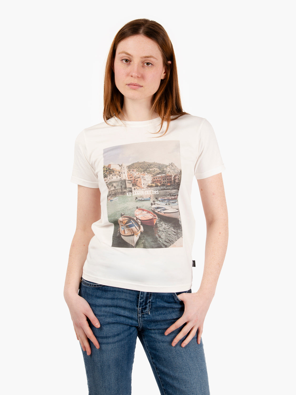 Seaside slim fit cream / multicolor t-shirt