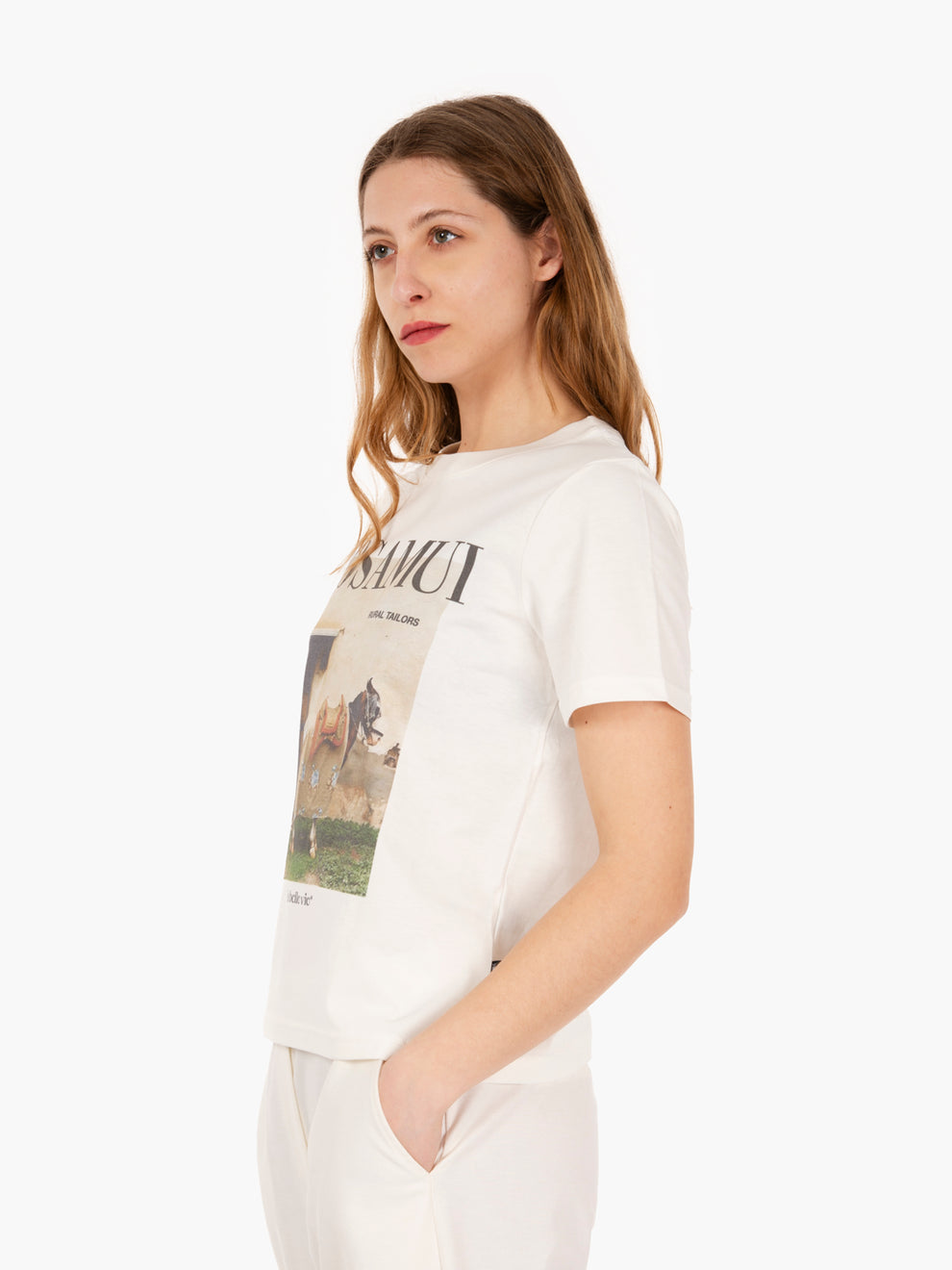 Setting regular fit cream T-shirt