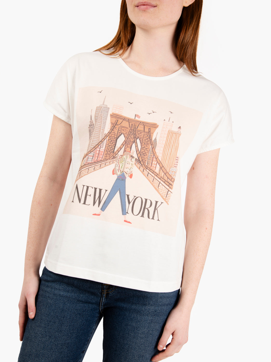 Trave over fit cream / multicolor t-shirt