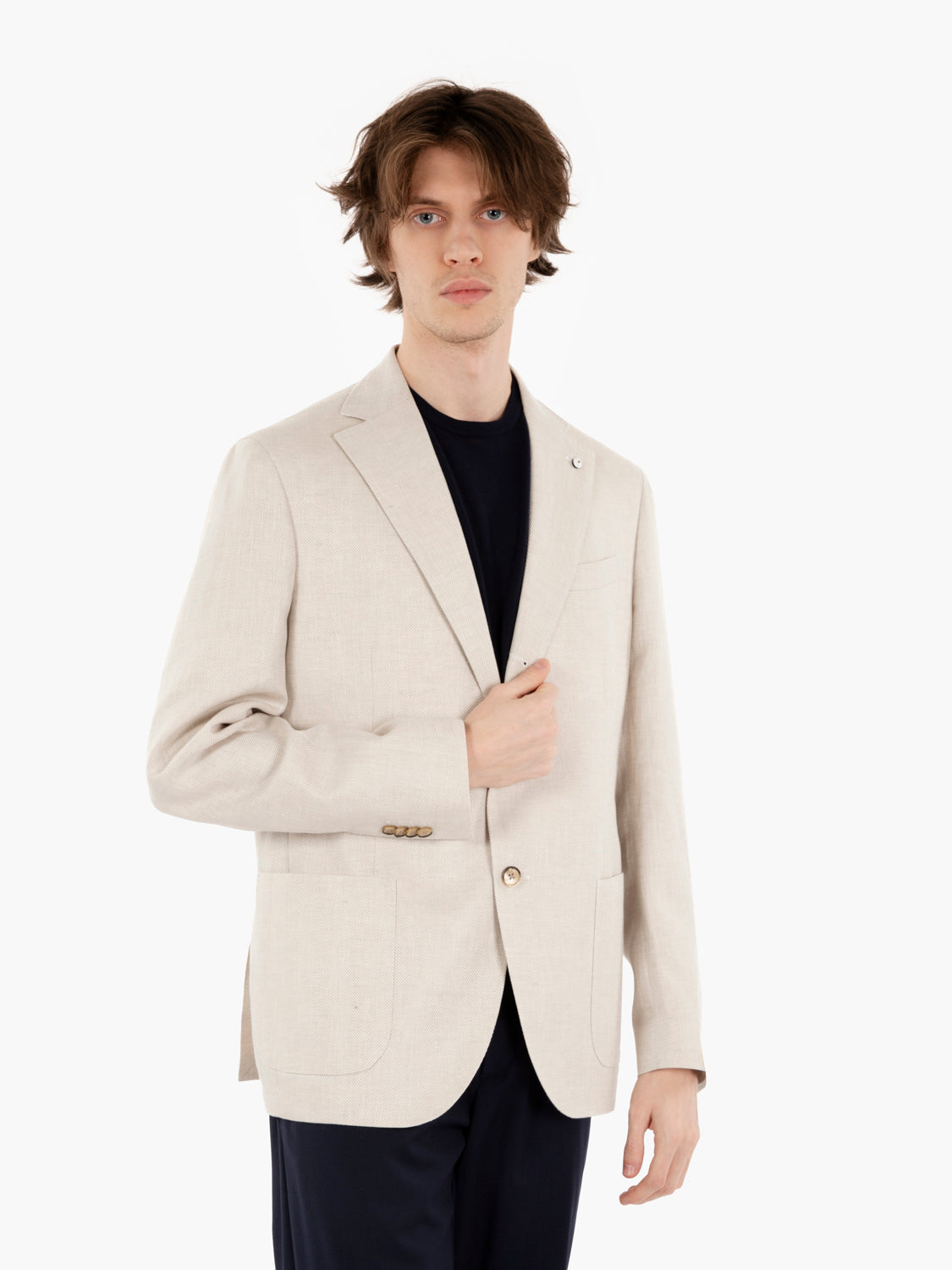 Blazer in twill monopetto beige