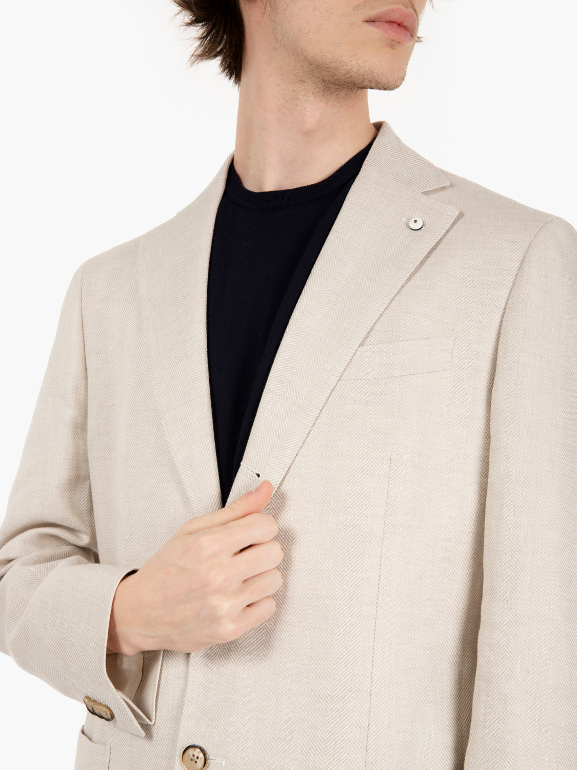 Blazer in twill monopetto beige