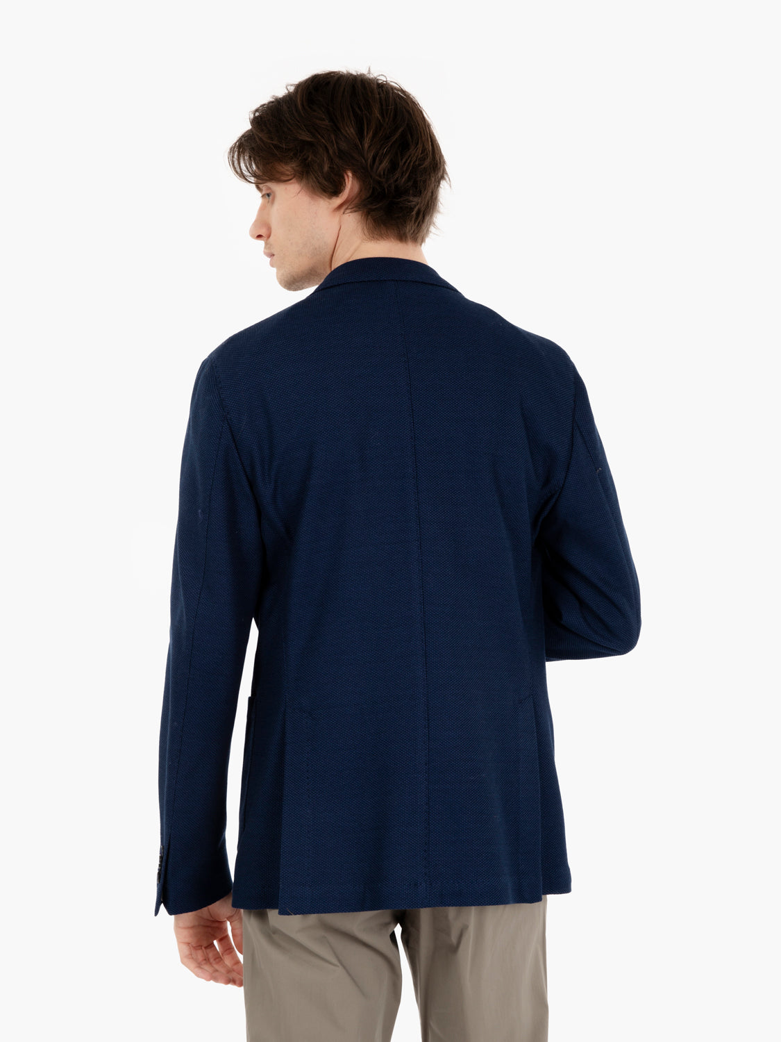 Single-breasted blue jersey blazer