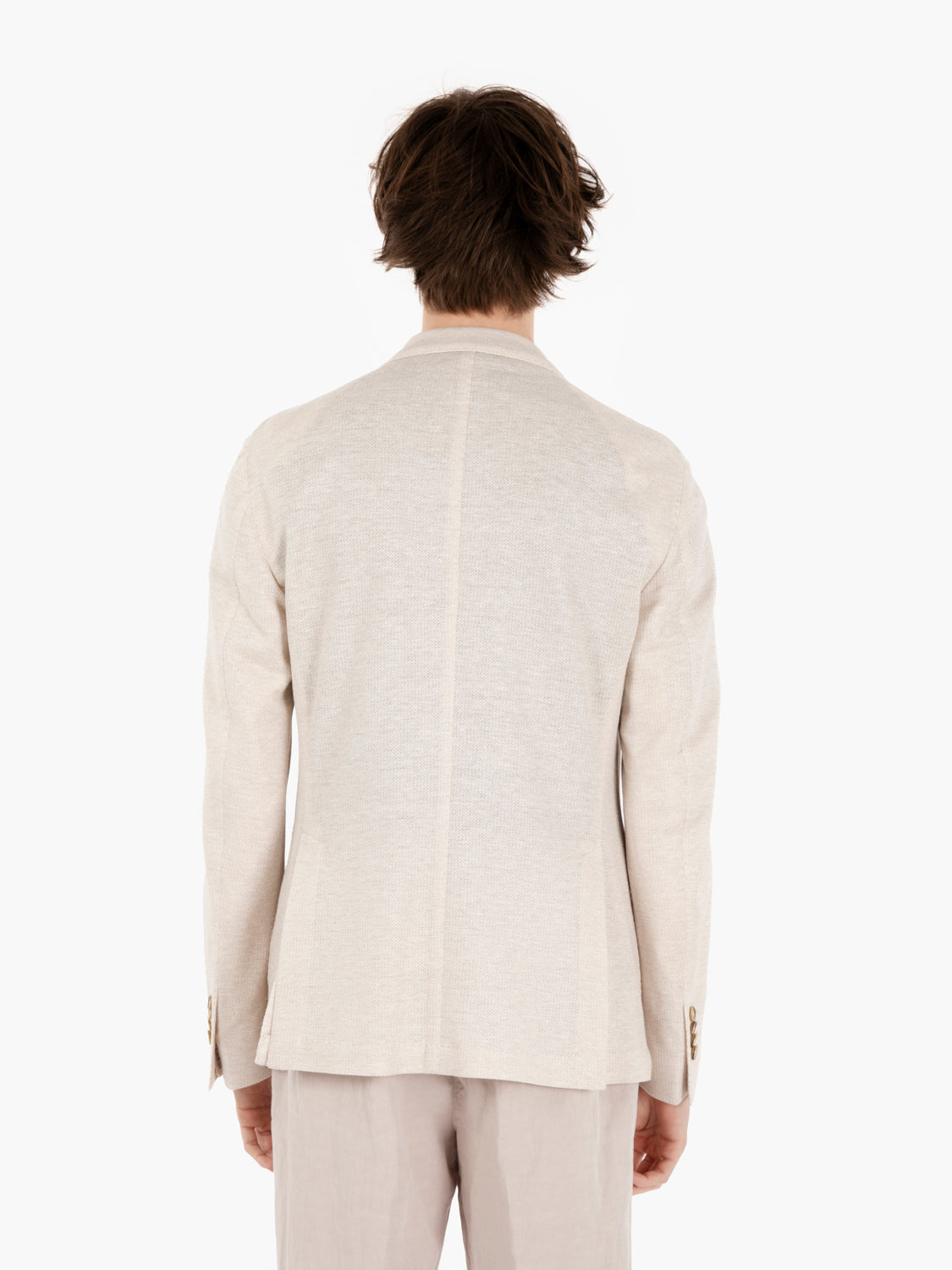 Beige Linen and Cotton Single Breasted Blazer