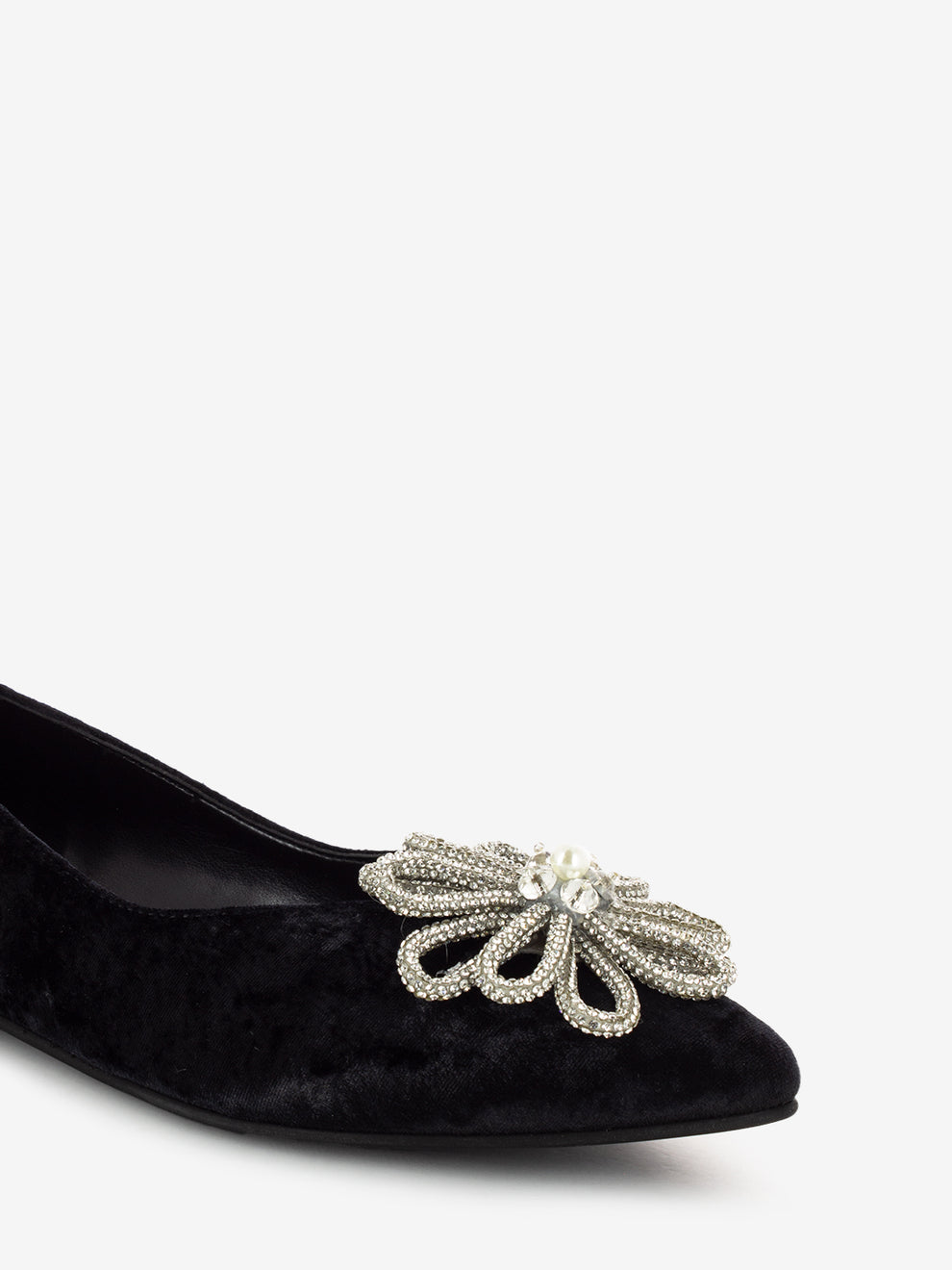 Ballerine con gioiello in punta nere