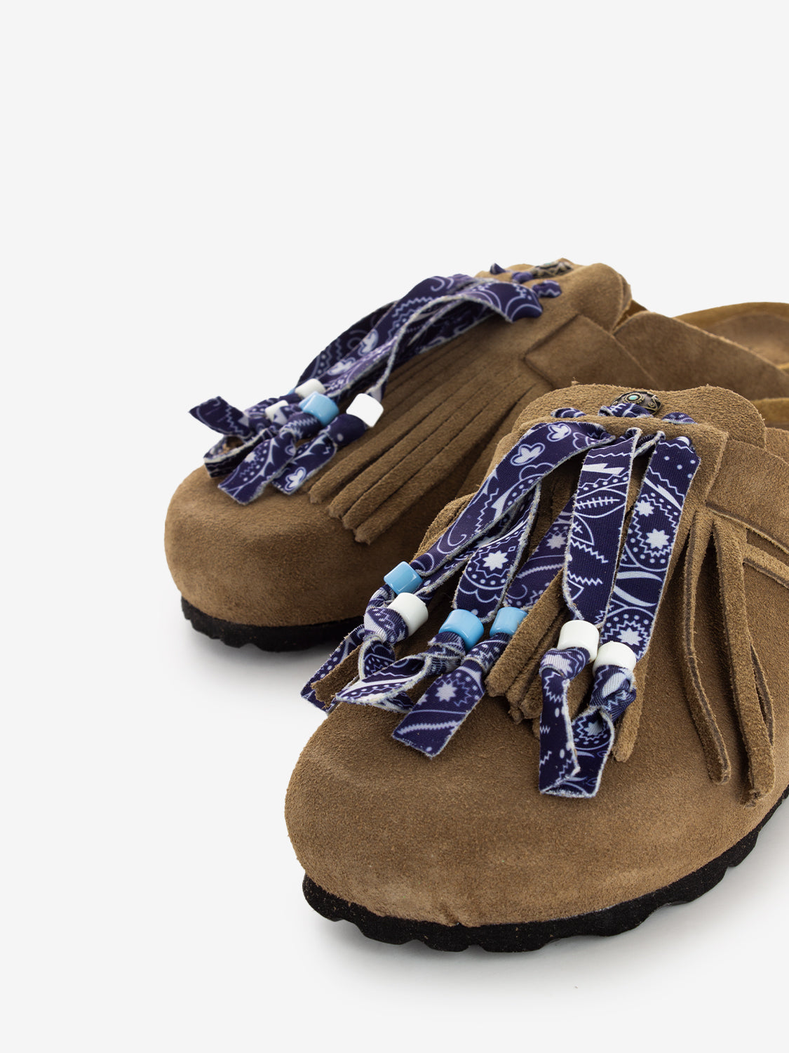 Boston slipper with mink bandana