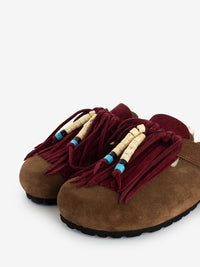 Dandara Native chestnut fringe slippers