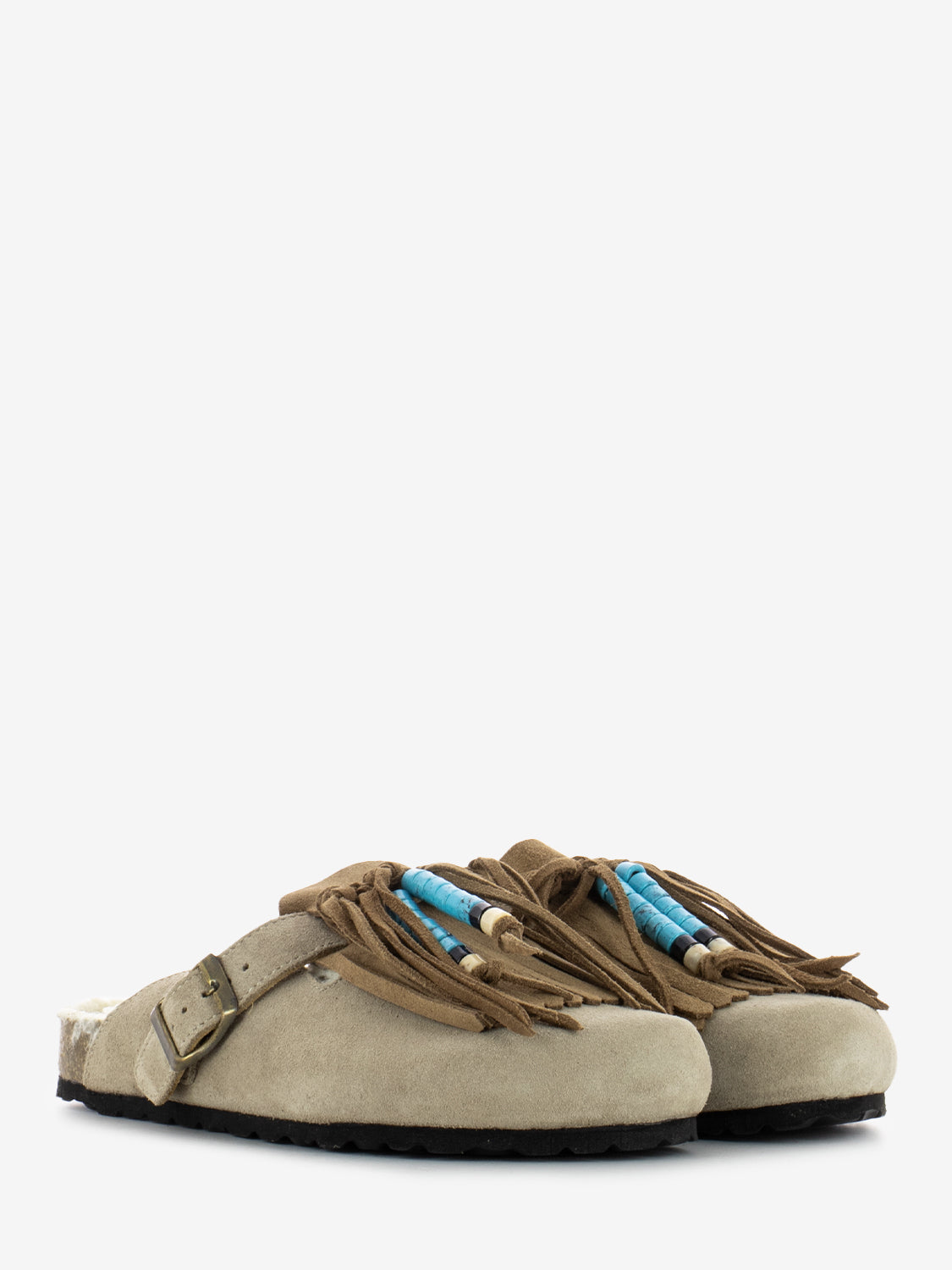 Ciabatte Dandara Native Pietra frange visone