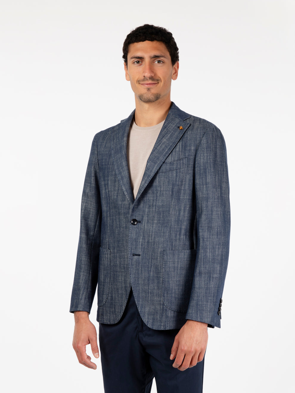 Blue Denim Single Breasted Blazer