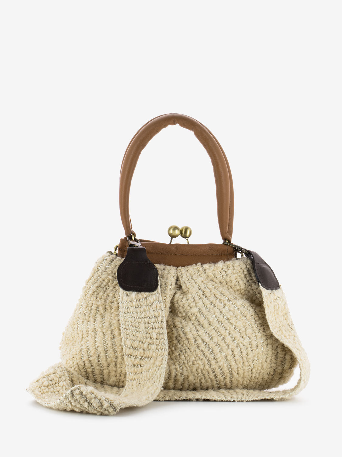 Borsa Paffuta in lana beige