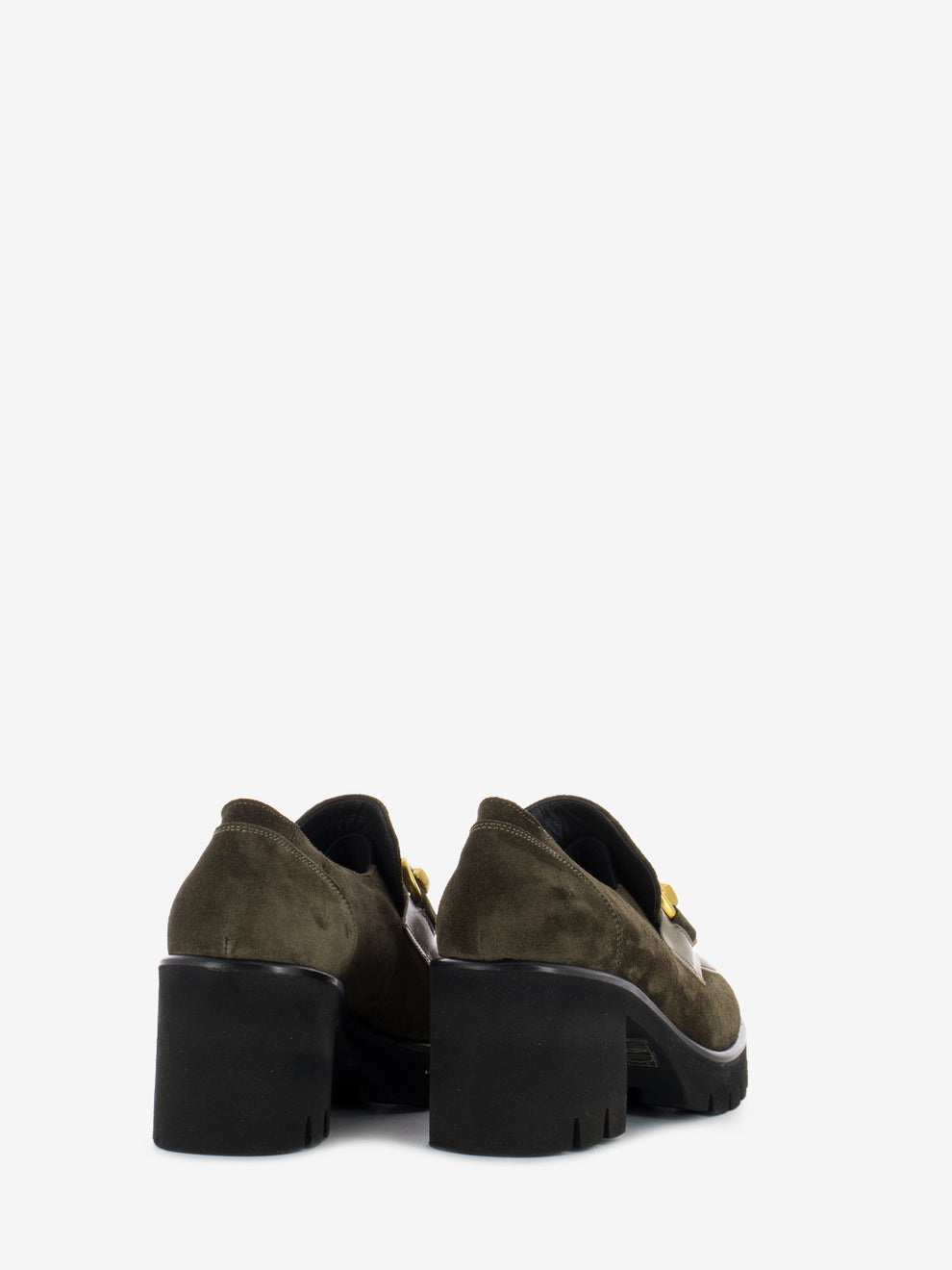 High moccasin in green suede