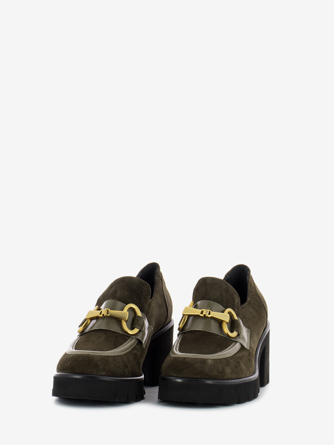 High moccasin in green suede