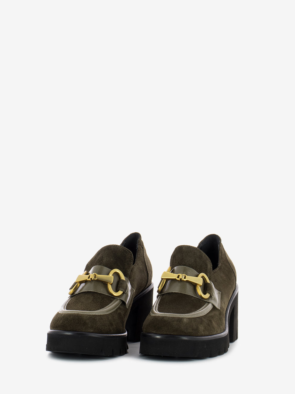 High moccasin in green suede