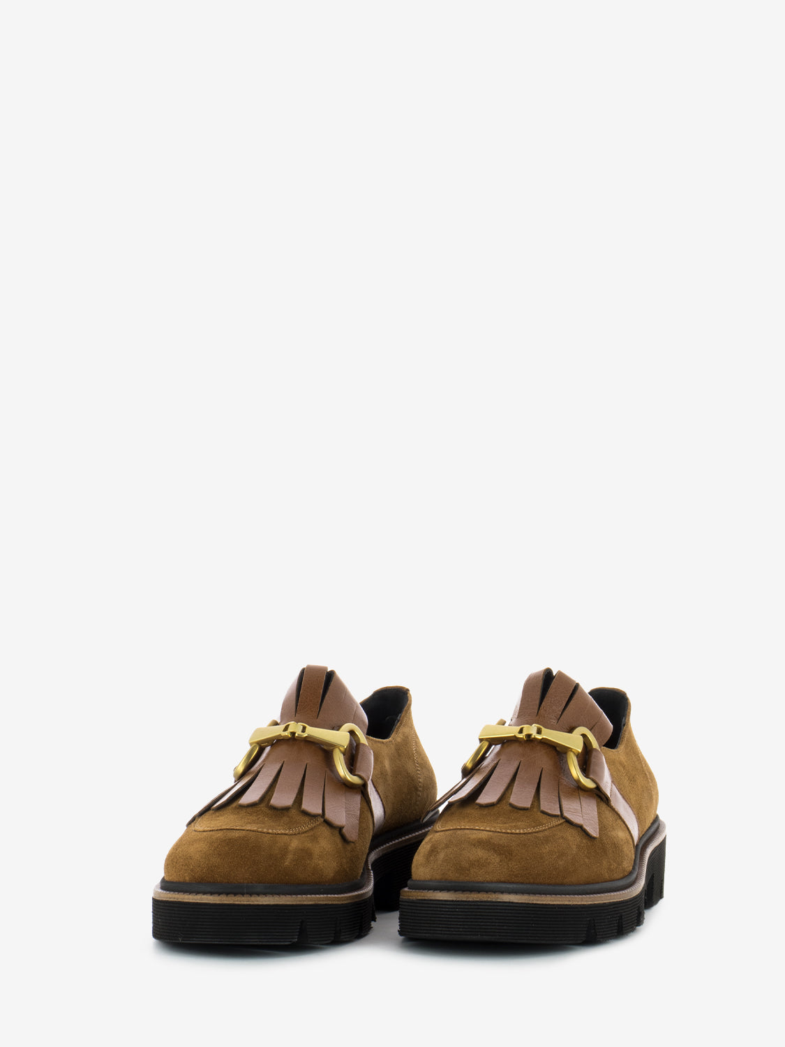 Mocassino camoscio con frange cuoio