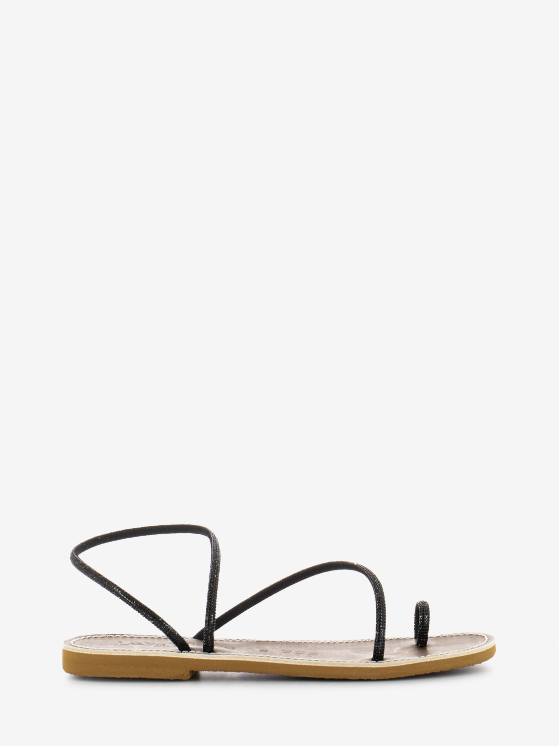 Black rhinestone flat sandals