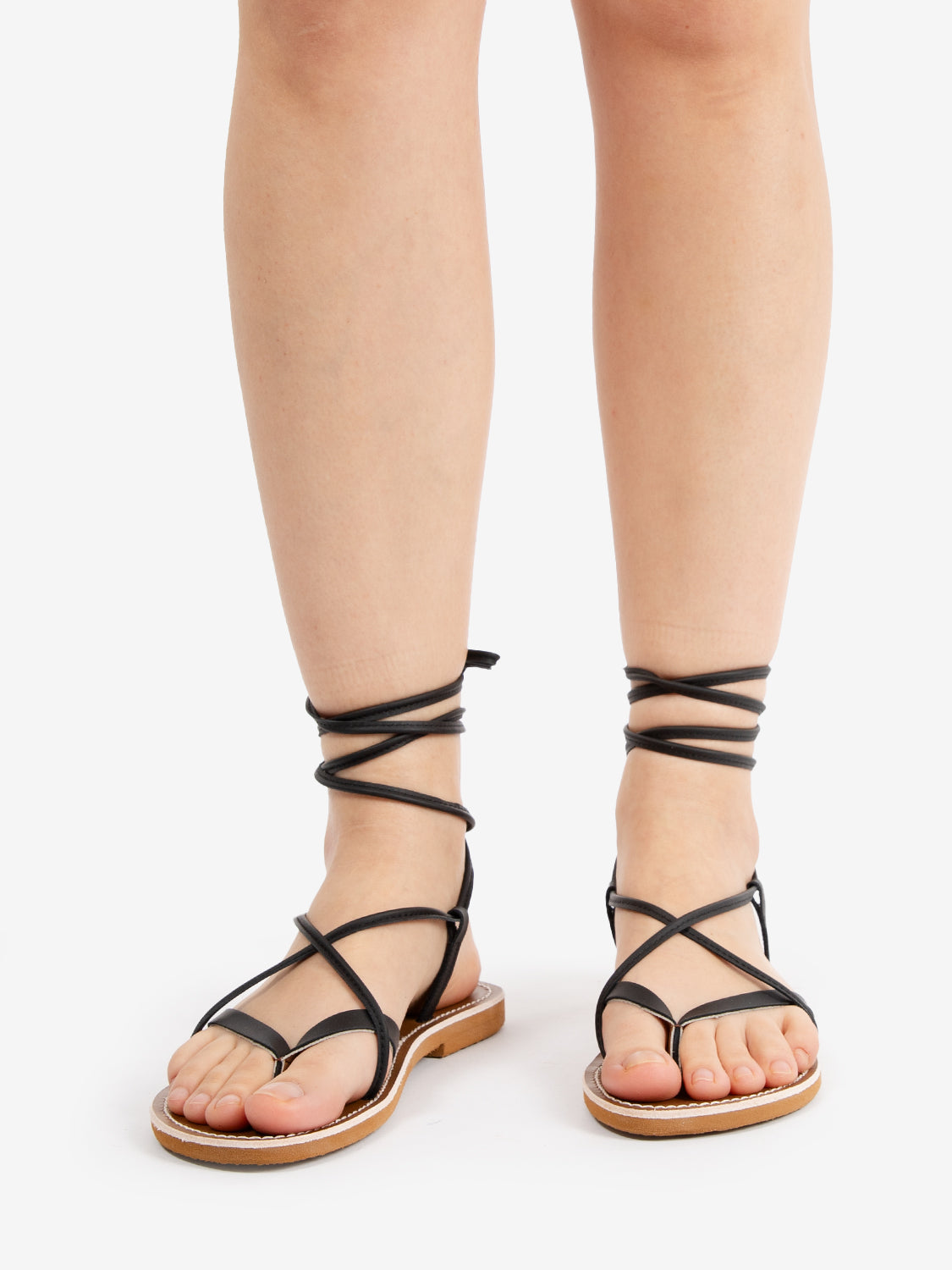 Black calfskin flip flop sandals